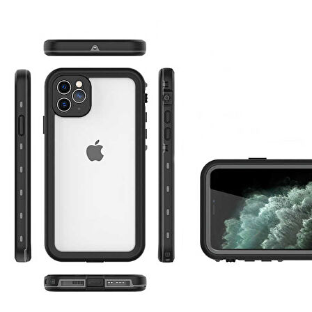 iPhone 12 Pro Uyumlu 1-1 Su Geçirmez Kılıf-Siyah