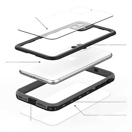 iPhone 12 Pro Uyumlu 1-1 Su Geçirmez Kılıf-Siyah