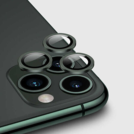 iPhone 12 Pro Uyumlu Zore CL-02 Kamera Koruyucu-Koyu Yeşil
