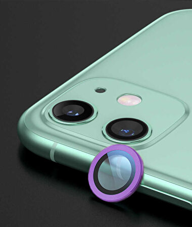 iPhone 12 Mini Uyumlu Ensueno CL-02 Kamera Lens Koruyucu-Mor