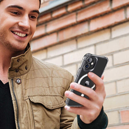 iPhone 12 Pro Max Uyumlu Zore Tacsafe Wireless Kapak-Renksiz