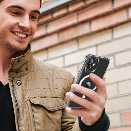 iPhone 12 Pro Max Uyumlu Zore Tacsafe Wireless Kılıf-Renksiz