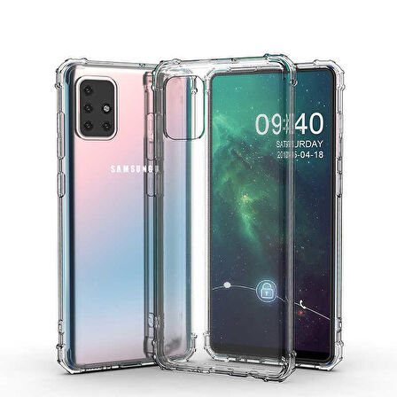 Samsung Galaxy M51 Kılıf Nitro Anti Shock Darbe Emici Köşe Korumalı Şeffaf Silikon Kapak
