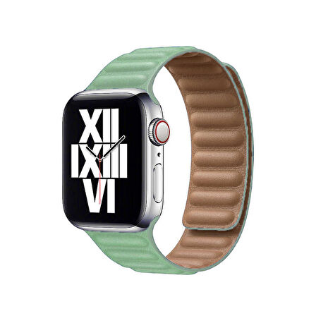 ​​​Watch 38mm Uyumlu KRD-34 Deri Zore Kordon-Açık Yeşil
