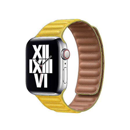 ​​​Watch 38mm Uyumlu KRD-34 Deri Zore Kordon-Sarı