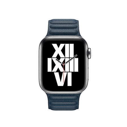 ​​​Watch Ultra 49mm Kordon Uyumlu KRD-34 Deri Strap Kayış CLO- Lacivert
