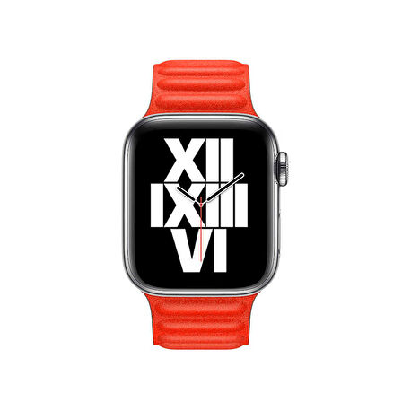​​​Watch Ultra 49mm Kordon Uyumlu KRD-34 Deri Strap Kayış CLO- Kırmızı