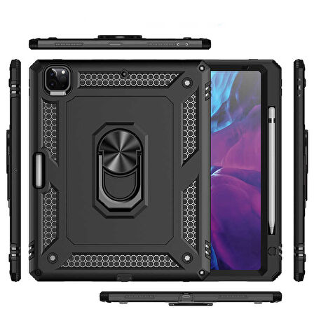 iPad Pro 12.9 2020 (4.Nesil) - Uyumlu Uyumlu ​MKST Tablet Vega Kapak-Kırmızı