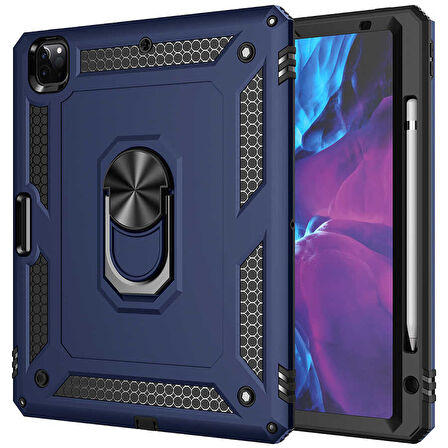 iPad Pro 12.9 2020 (4.Nesil) - Uyumlu Uyumlu ​JOEC Tablet Vega Kapak-Mavi