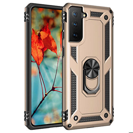 Galaxy S21 Uyumlu Zore Vega Kapak-Gold