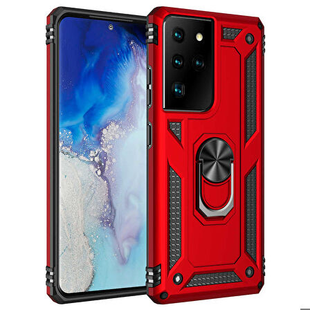 Galaxy S21 Ultra Uyumlu Zore Vega Kapak-Kırmızı