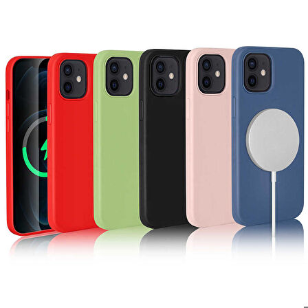 iPhone 12 Uyumlu Zore Silksafe Wireless Kapak-Açık Yeşil