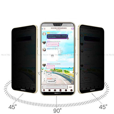 Huawei P20 Lite Uyumlu Zore New 5D Privacy Temperli Ekran Koruyucu