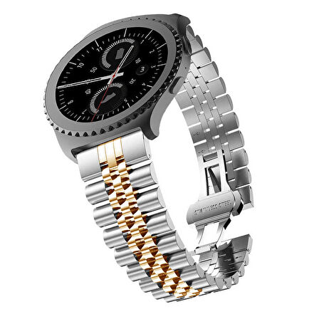 Galaxy Watch Active 2 40mm Uyumlu KRD-36 20mm Metal Zore Kordon-Gümüş-Rosegold