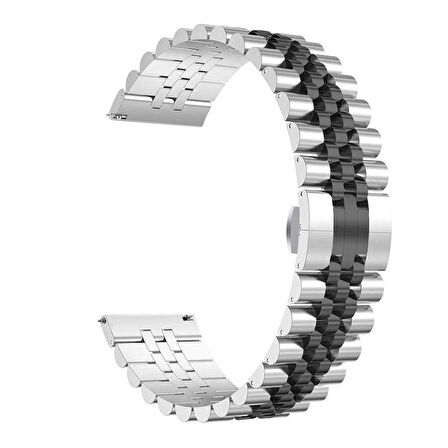 Huawei Watch GT 3 42mm Uyumlu KRD-36 Metal Zore Kordon-Gümüş-Siyah
