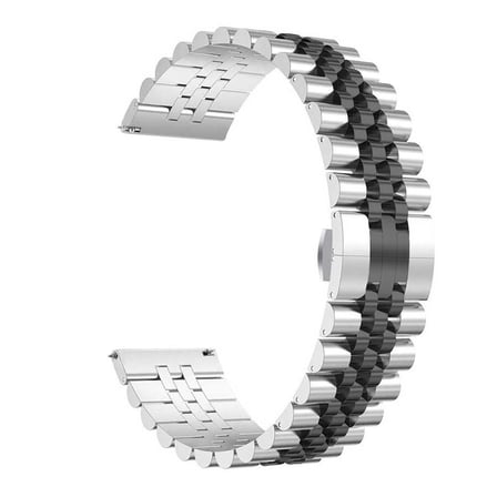 Huawei GT2 42mm Uyumlu KRD-36 20mm Metal Zore Kordon-Gümüş-Siyah