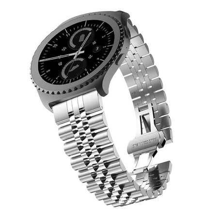 Galaxy Watch Active 2 44mm Uyumlu KRD-36 20mm Metal Zore Kordon-Gümüş-Siyah