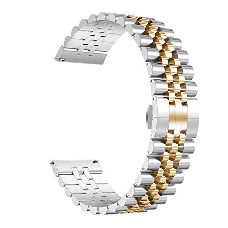 Gear S3 Uyumlu KRD-36 22mm Metal Zore Kordon-Gümüş-Rosegold