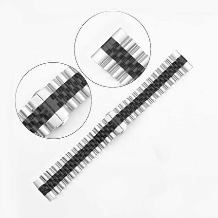 Gear S3 Uyumlu KRD-36 22mm Metal Zore Kordon-Siyah