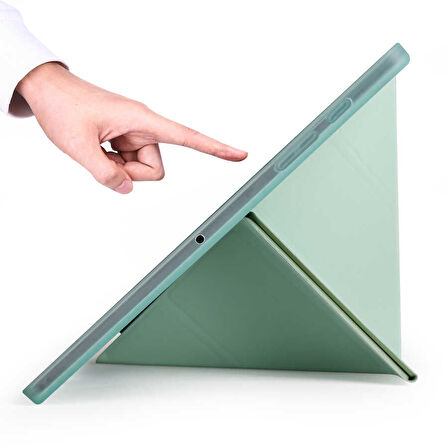 Galaxy Tab A7 10.4 T500 2020 Kılıf  Uyumlu ​İNC Tri Folding Kalem Bölmeli Standlı Kılıf-Siyah