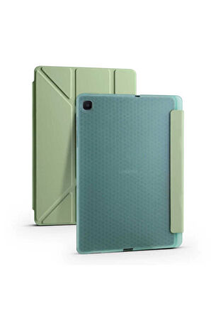 Galaxy Tab A7 10.4 T500 2020 Kılıf Tri Folding Kalem Bölmeli Standlı Kılıf-mavi