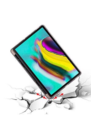 Galaxy Tab A7 10.4 T500 2020 Kılıf Tri Folding Kalem Bölmeli Standlı Kılıf-mavi