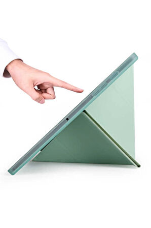 Galaxy Tab A7 10.4 T500 2020 Kılıf Tri Folding Kalem Bölmeli Standlı Kılıf-mavi