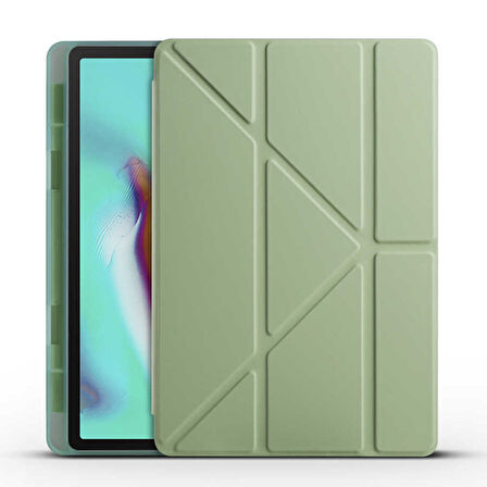 Galaxy Tab A7 10.4 T500 2020 Kılıf  Uyumlu ​İNC Tri Folding Kalem Bölmeli Standlı Kılıf-Mavi