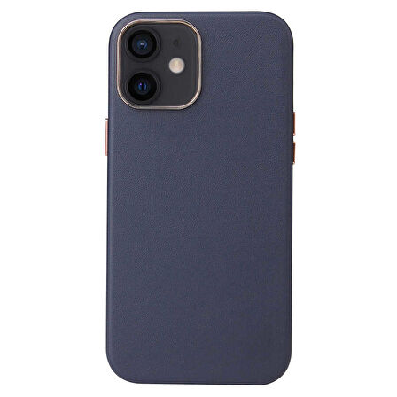 iPhone 12 Mini Uyumlu Zore Leathersafe Wireless Kılıf-Lacivert