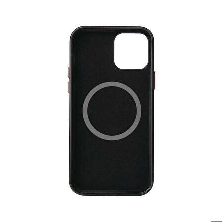 iPhone 12 Pro Uyumlu Zore Leathersafe Wireless Kapak-Siyah