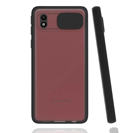 Galaxy A01 Core Uyumlu Zore Lensi Kapak-Siyah