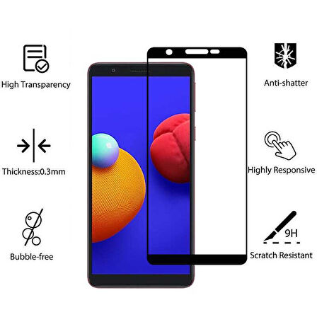 Galaxy A01 Core Uyumlu Zore Kenarları Kırılmaya Dayanıklı Cam Ekran Koruyucu