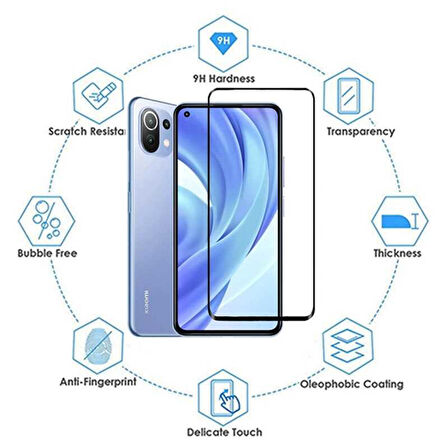 Xiaomi Mi 11 Lite Uyumlu Zore Kenarları Kırılmaya Dayanıklı Cam Ekran Koruyucu
