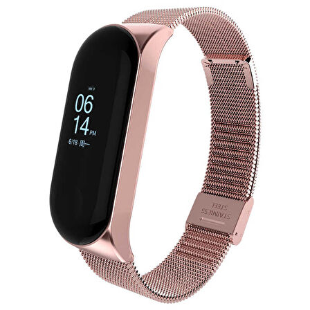 Xiaomi Mi Band 5 Uyumlu KRD-06 Metal Zore Kordon-Gold