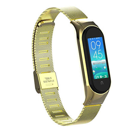 Xiaomi Mi Band 6 Uyumlu KRD-06 Metal Zore Kordon-Gold
