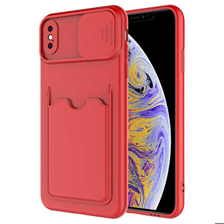 iPhone XS Max 6.5 Uyumlu ​Zore Kartix Kapak-Kırmızı
