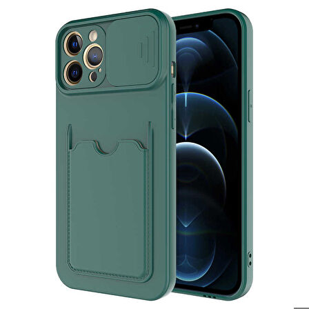 iPhone 12 Pro Uyumlu ​Zore Kartix Kapak-Koyu Yeşil