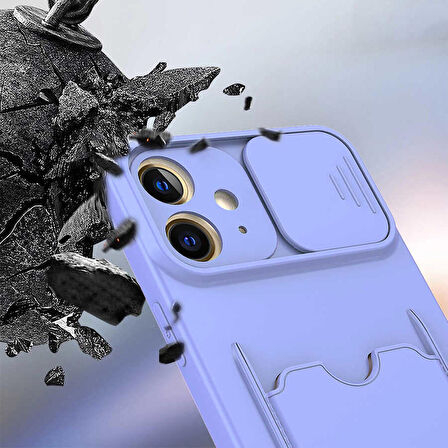 iPhone 12 Uyumlu ​Zore Kartix Kapak-Koyu Mor