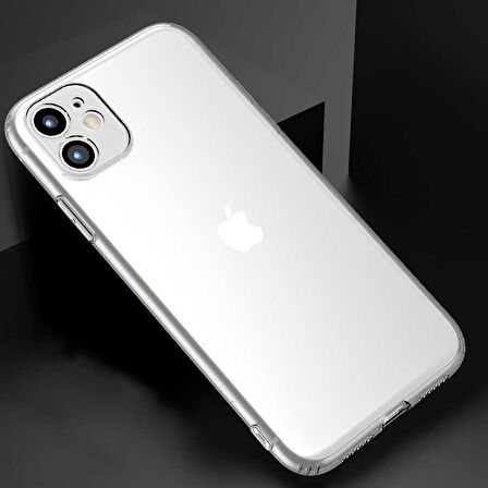 iPhone 11 Uyumlu Zore Kamera Korumalı Süper Silikon Kılıf-Renksiz