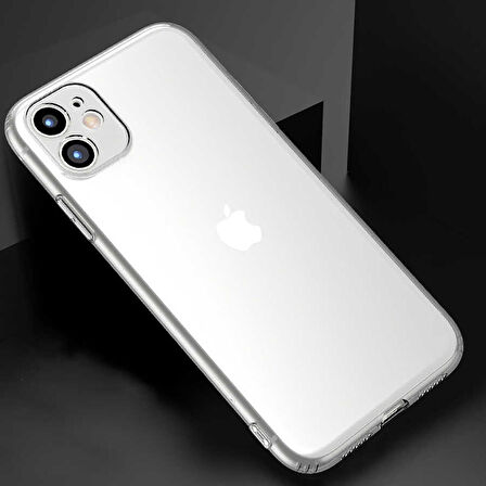 iPhone 11 Uyumlu Zore Kamera Korumalı Süper Silikon Kapak-Renksiz