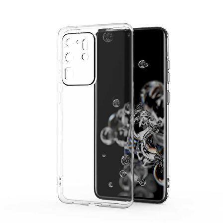 Galaxy S20 Ultra Uyumlu Zore Kamera Korumalı Süper Silikon Kapak-Renksiz