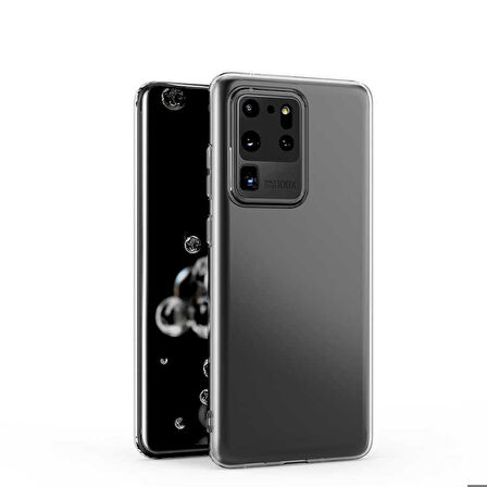 Galaxy S20 Ultra Uyumlu Zore Kamera Korumalı Süper Silikon Kapak-Renksiz