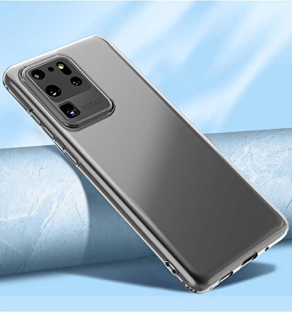 Galaxy S20 Ultra Uyumlu Zore Kamera Korumalı Süper Silikon Kapak-Renksiz