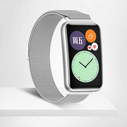 Huawei Watch Fit Metal Kordon Dönüştürücü CLO- Gümüş