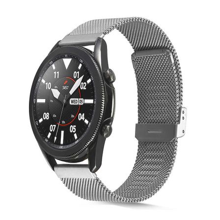 Gear S3 Uyumlu KRD-45 22mm Metal MKST Kordon-Siyah