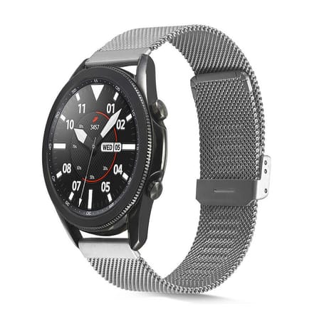 Gear S3 Uyumlu KRD-45 22mm Metal MKST Kordon-Gümüş