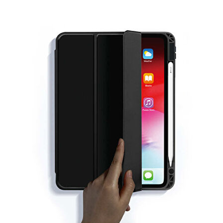 iPad Air 11 2025 M3 Kılıf ​FRMS Nort Arkası Şeffaf Standlı Kılıf - Pembe