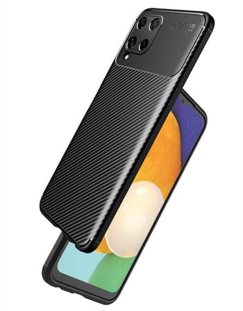 Galaxy M22 Kılıf Karbon Görünümlü Silikon Kamera Korumalı Üstün Koruma Novatech