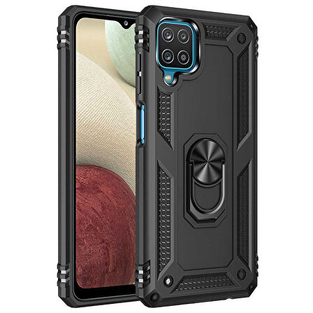 Samsung Galaxy A22 4G Kılıf Vega Tank Sert Yüzüklü Standlı Zırh Koruma Kapak