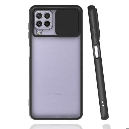 Galaxy M22 Uyumlu Zore Lensi Kapak-Siyah